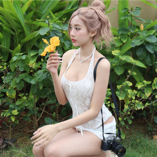 Bikini đồ bơi ren lưới kèm váy quây