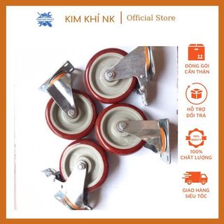 Bộ 4 Bánh Xe Đỏ mận Chịu Lực quay-phanh