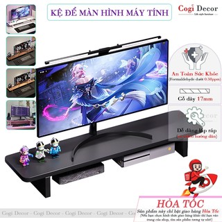 Kệ Để Màn Hình Máy Tính Decor Bàn Làm Việc Đường Nét Bo Cong Thẩm Mỹ KVT-04