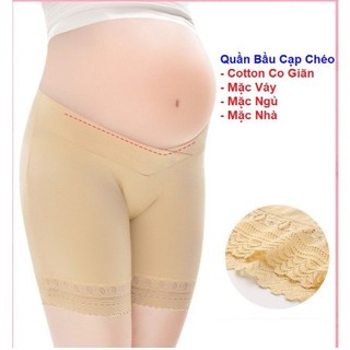 Quần đùi bầu cạp chéo mặc ngủ và mặc trong váy freesize 52->75kg, - QL46