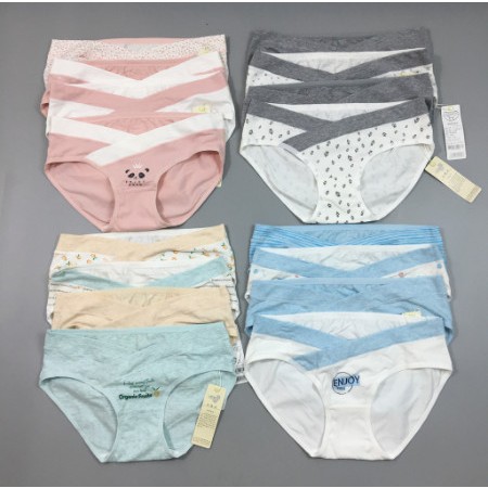 Quần lót bầu sau sinh cạp chéo cotton CAO CẤP cho bà bầu sinh thường hoặc sinh mổ size từ 43 - 85kg( set 4 quần)