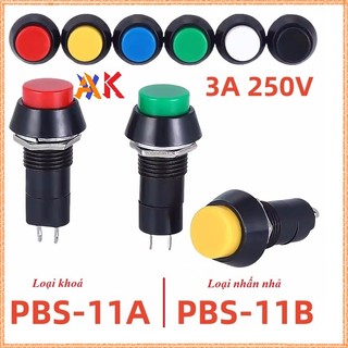 Nút nhấn nhả + giữ trạng thái pbs-11a-b 250v 3a 12mm - on/off, tự khóa và nhấn nhả