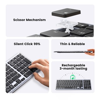 Wireless Ultra Slim Wireless & Bluetooth Keyboard Ugreen 15258