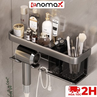 Giá treo máy sấy tóc Enomax kết hợp kệ để đồ phòng tắm đa năng dán tường, tặng kèm keo dán ( Eno 0117)