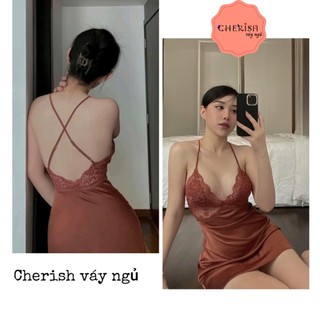 Váy ngủ hai dây lụa sexy có mút cao cấp Đầm mặc nhà gợi cảm quyến rũ Mã 15