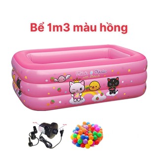 Bể bơi, phao bể bơi màu Hồng cho bé 1m3 tặng kèm 10 bóng