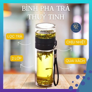 Bình Pha Trà Thuỷ Tinh Lõi Lọc 2 Lớp Chịu Nhiệt 450ML LEOHOUSE