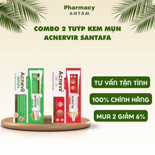 Bộ kem giảm mụn mủ, trứng cá, mụn bọc cho nam và nữ, an toàn cho da, đạt chuẩn GMP Acnevir Santafa tuýp 15g