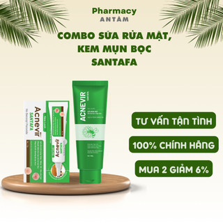 Combo Sữa Rửa Mặt Và Kem Hỗ Trợ Ngừa Mụn Bọc Mụn Sưng Acnevir Santafa Tuýp 100g và 15g