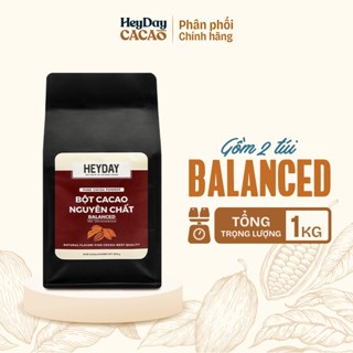 1kg Bột cacao nguyên chất Việt Nam 100% Heyday - Dòng Balanced phổ thông [2 túi zip 500g]