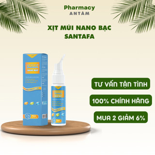 Dung dịch xịt mũi Nano Bạc Santafa hỗ trợ giảm sổ mũi, ngạt mũi, viêm xoang, chai 70ml 600 lần xịt