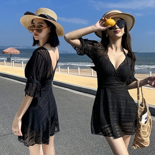 Đồ Bơi Nữ Bikini Áo Tắm Dạng Váy Đi Biển Có Tay Giấu Bụng CHo Người Béo Bụng (T015) - Hàng Quảng Châu Cao Cấp