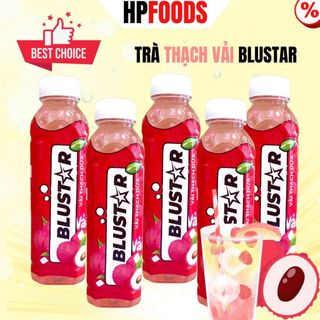 Combo 6 chai Trà Thạch Vải  Blustar chai 460ml-đồ uống nước ngọt đóng chai hương trái cây vị Vải thạch dừa