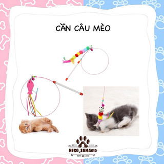 Cần câu mèo dây thép có chuông + lông vũ/cá bông