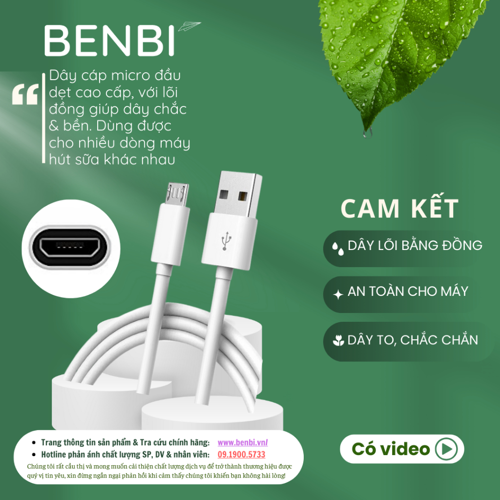 DÂY CÁP SẠC MÁY HÚT SỮA AHIMOM LOẠI DÀY | Cáp Sạc MicroUSB, Cáp USB Đầu Tròn Dùng Cho Máy Vắt Sữa Ahimom