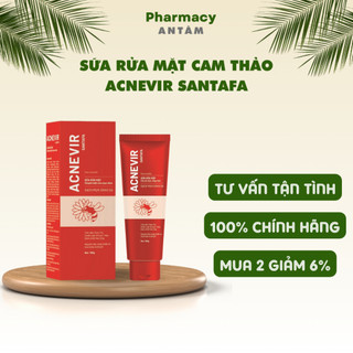 Sữa Rửa Mặt rễ cam thảo Acnevir đỏ Santafa ngừa mụn, giảm dầu nhờn, khoá ẩm, dùng cho da nhạy cảm Tuýp 100g