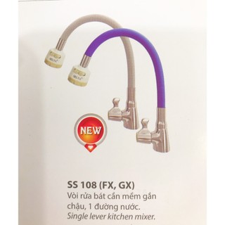 Vòi bếp rửa chén bát cắm chậu 1 đường lạnh cần mềm bọc silicon selta ss-108x. chính hãng. bảo hành 2 năm
