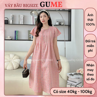 Đầm bầu công sở 40-130kg - váy bầu gume -váy cầu vồng xuông xếp li gm104