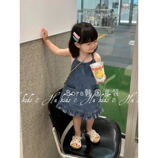Váy jean cổ yếm cho bé gái từ 10 đến 25kg