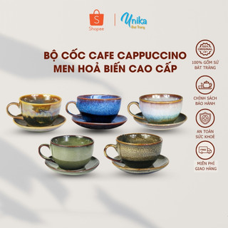 Bộ Cốc Cafe Cappuccino 4 màu ( cốc + thìa +đĩa)
