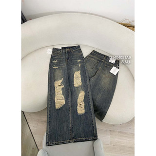 Quần jean ống suông rách 2 bên, quần jean nữ ống suông VIENS STORE