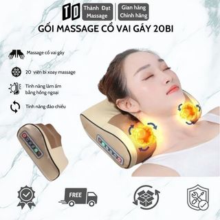 Gối Massage Cổ Vai Gáy Hồng Ngoại - Gối Massage Hồng Ngoại 20 Bi Cao Cấp Thế Hệ Mới