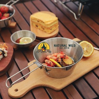 Chén bát ăn cơm inox 304 có tay cầm gấp gọn dùng đi du lịch cắm trại dã ngoại ngoài trời