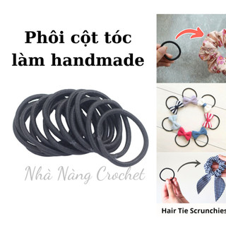 Set 10 Dây thun cột tóc đen trơn, phôi cột tóc làm handmade