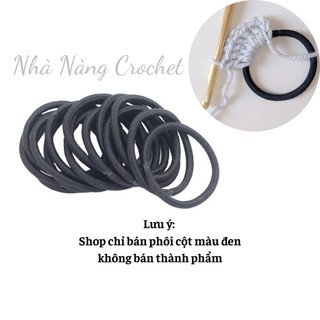 Set 50 Dây thun cột tóc đen trơn, phôi cột tóc làm handmade