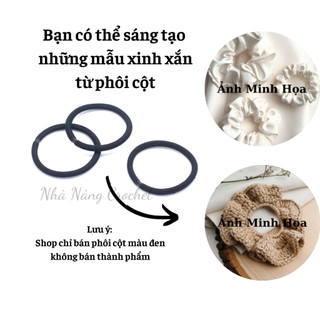 Set 50 Dây thun cột tóc đen trơn, phôi cột tóc làm handmade