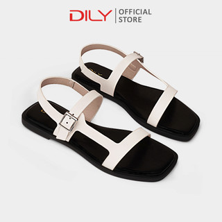 Giày sandal nữ DILY đế bằng mũi vuông trendy, dép sandal bít hậu đế thấp tiện dụng cao 1.5cm AA0505