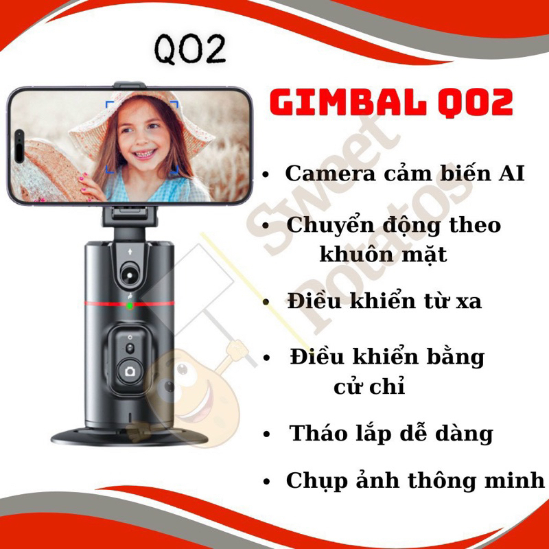 Gimbal P02 tự động nhận diện khuôn mặt AL xoay 360 độ