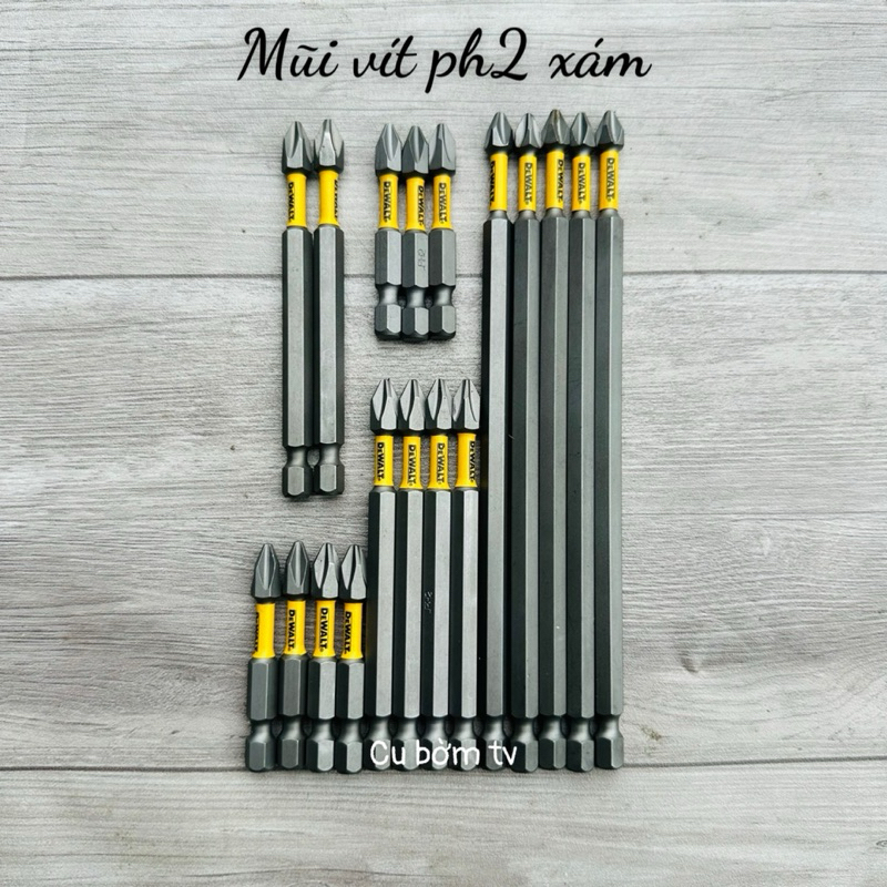Mũi vít PH2 Dewalt màu xám có từ các loại