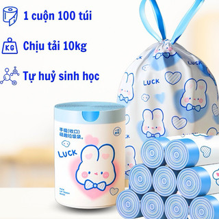 Cuộn 100 Túi đựng rác tự phân hủy có quai siêu dày dai chắc chống rỉ nước không sợ bẩn - 100 túi / Cuộn