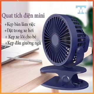 Quạt tích điện để bàn, sử dụng pin sạc, quạt mini, kẹp bàntích hợp đèn ngủ cao cấp ,quạt kẹp bàn tích điện
