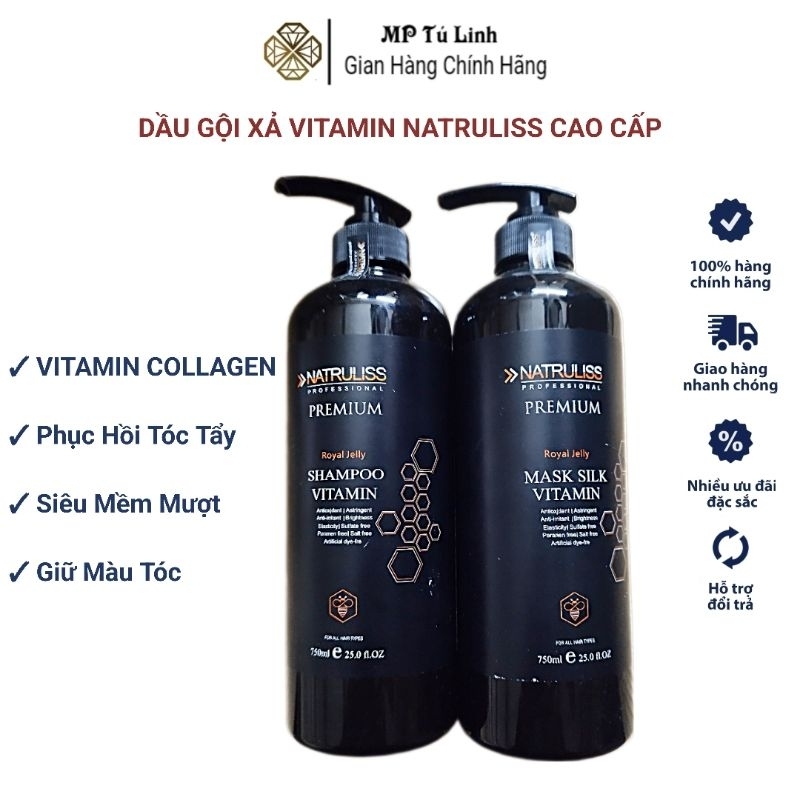 Dầu Gội Xả Vitamin Collagen NATRULISS Cao Cấp, Phục Hồi Tóc Khô Xơ Hư Tổn Và Tóc Tẩy Giữ Màu - 750ml