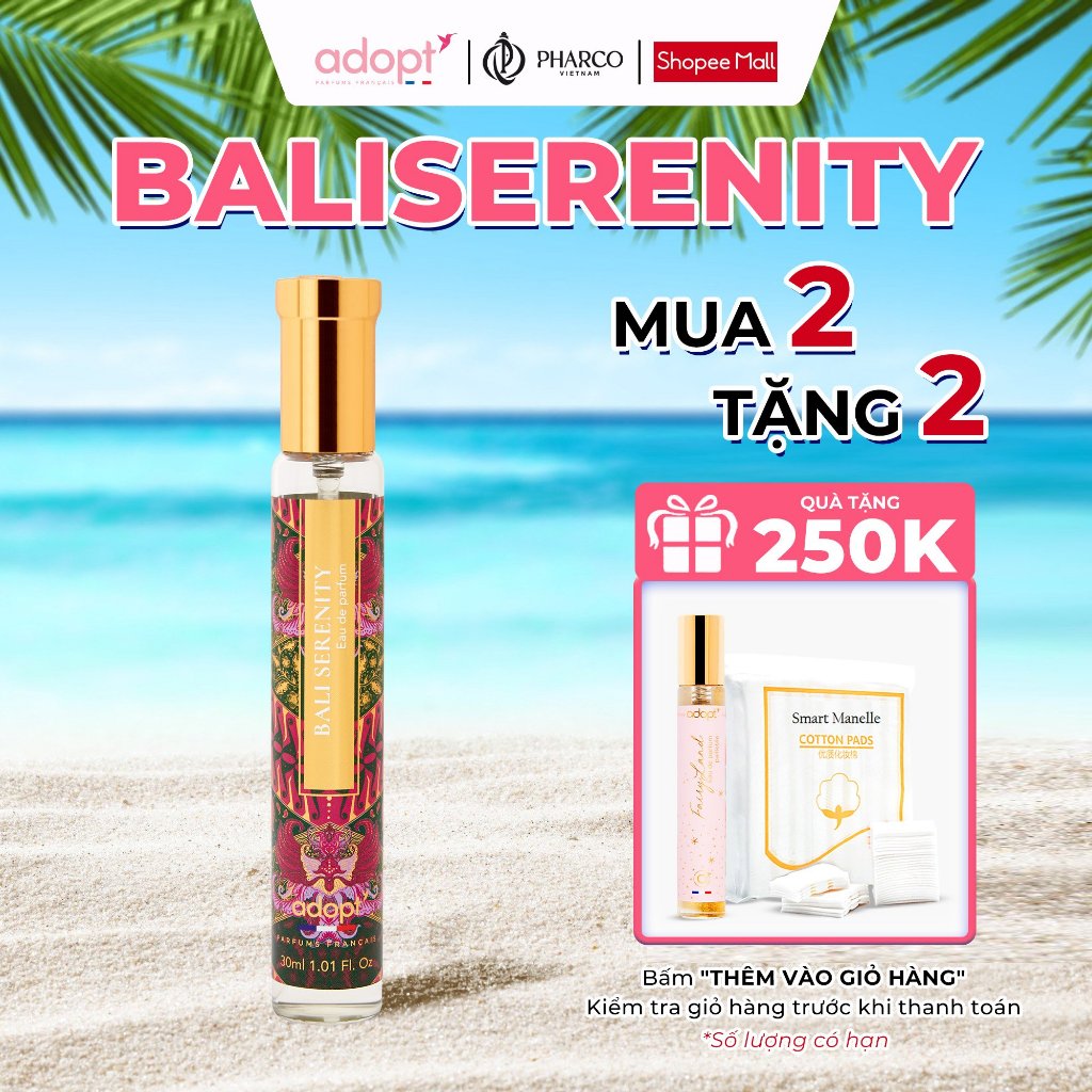 Nước hoa nữ ADOPT BALI SERENITY EDP 30ml chính hãng Pháp lưu hương thơm lâu Thanh mát Dịu dàng