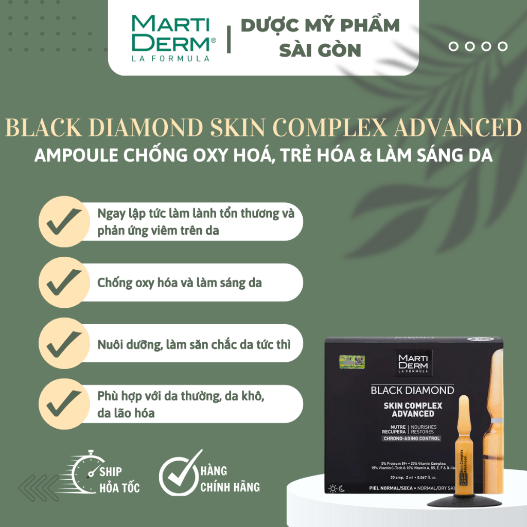 Martiderm black diamond skin complex ampoule chống oxy hoá, trẻ hóa & sáng da [CHÍNH HÃNG]