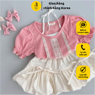 Áo tay bồng ren hồng BC made in Korea cho bé gái từ 10kg-22kg