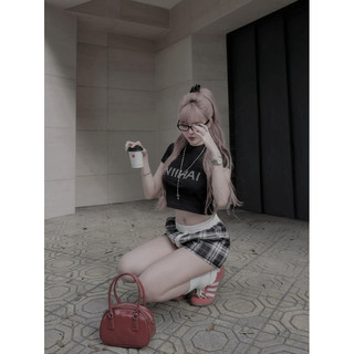 Set Crop Chữ Đá Quần Kẻ MPB