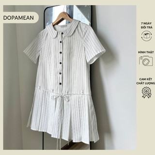 Đầm sơmi tùng xếp li cổ sen có may liền quần trong - DOPAMEAN
