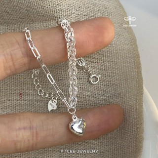 Vòng tay bạc nữ TLEE, lắc tay xích charm tim phồng mix dây đuôi phụng cá tính TLEE JEWELRY