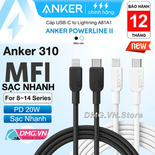 Cáp sạc nhanh anker type-c to l a81a1 / a81a5 0.9m power line flow.bảo hành 12t