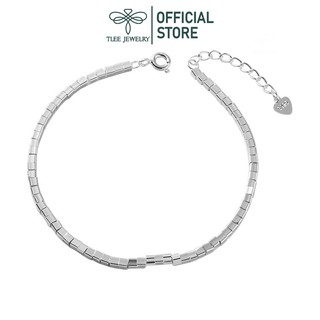 Vòng tay bạc nữ tlee, lắc tay chuỗi hạt vuông bóng cá tính tlee jewelry