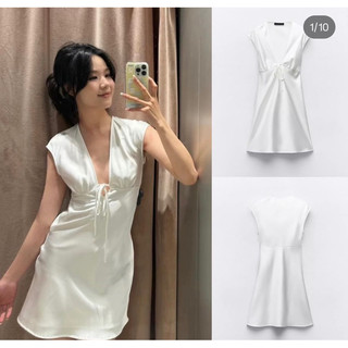 (sẵn Xs/S)VÁY LỤA BUỘC DÂY ZARA XUẤT
