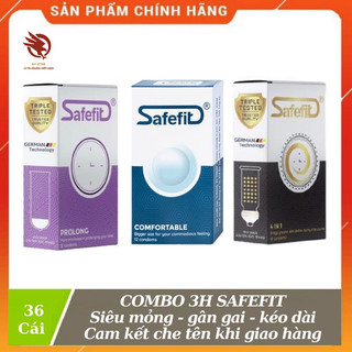 [ COMBO SIÊU RẺ  ] - Combo 3 hộp bao cao su Safefit 4in1, Prolong, Ultrathin, siêu mỏng, kéo dài, ôm khít - 36 cái