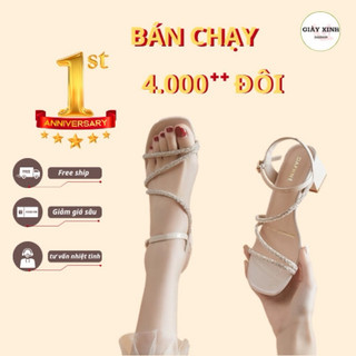 Sandal quai đính đá sang trọng gót 5 phân rễ phối đồ cho chị e đi dự tiệc Mã T22