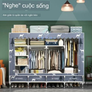 Tủ quần áo vải tủ vải khung thép chất lượng cao tủ treo quần áo khung thép Sắp xếp thông minh, tiết kiệm không gian