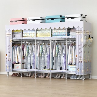 Tủ quần áo vải khung thép, tủ vải 3 buồng 7 ngăn khung thép titan cao cấp kích thước 210x170x45cm