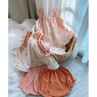 Combo 2 bộ dây muslin bé gái